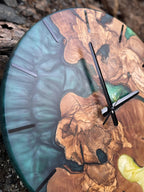 Handcrafted Epoxy Resin & Live Edge Wood Wall Clock