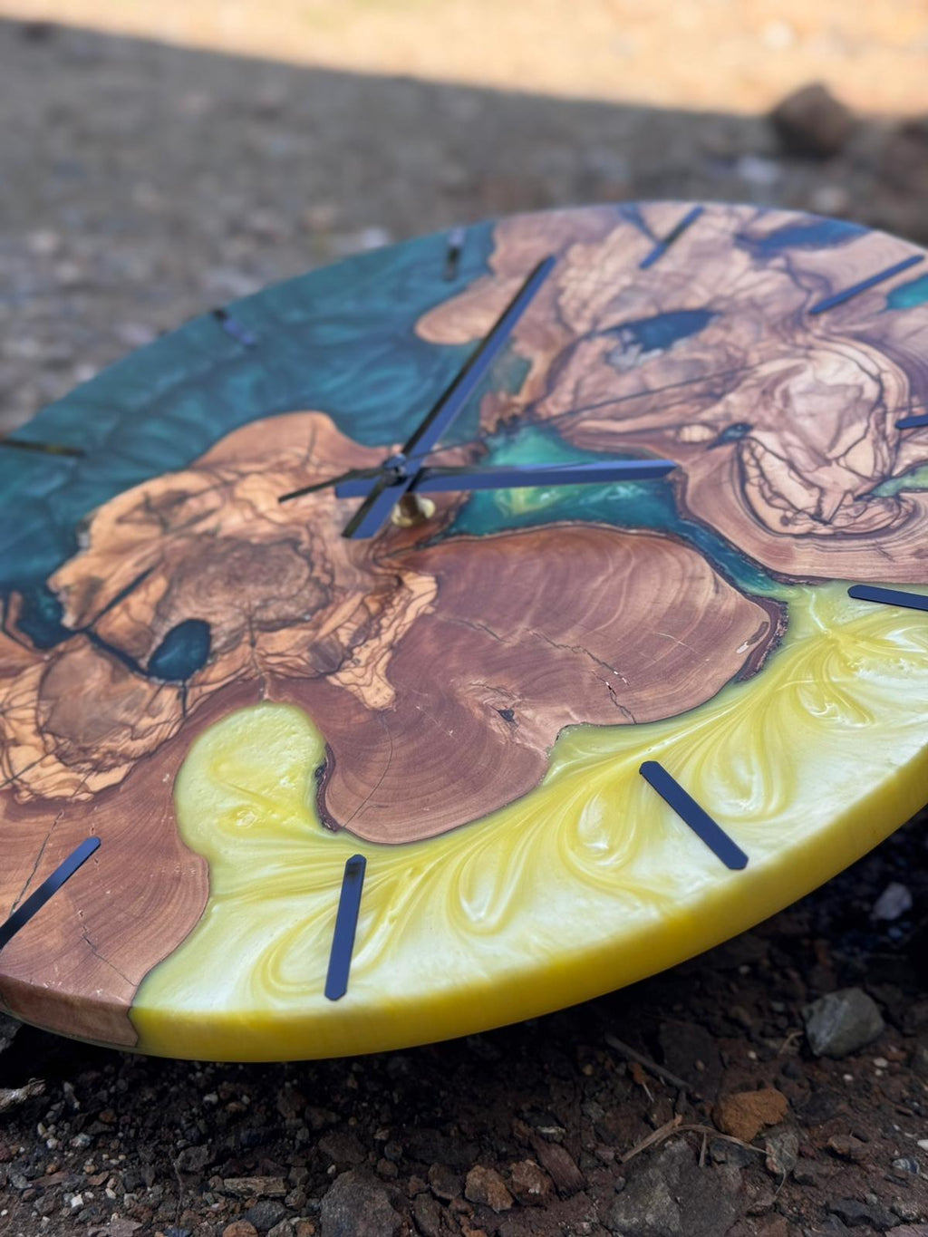 Handcrafted Epoxy Resin & Live Edge Wood Wall Clock