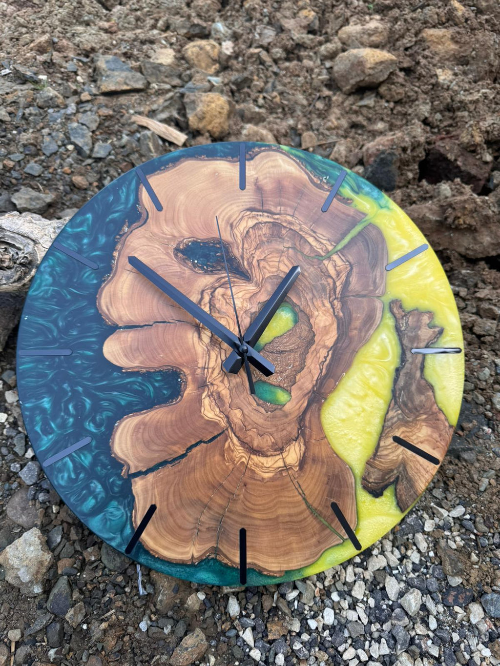 Handcrafted Epoxy Resin & Live Edge Wood Wall Clock