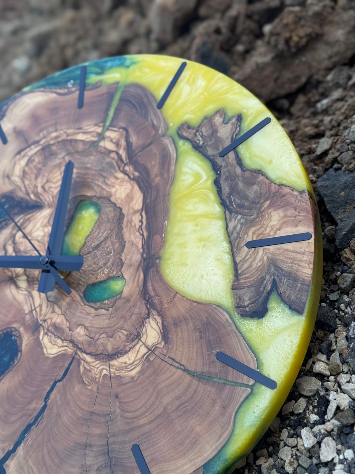 Handcrafted Epoxy Resin & Live Edge Wood Wall Clock