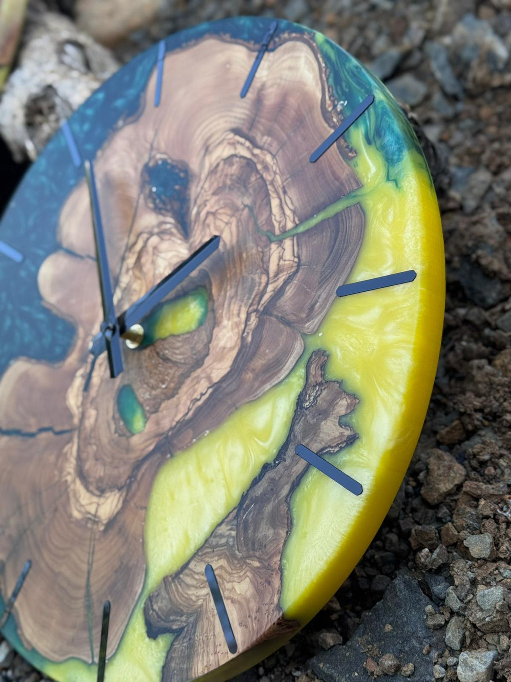 Handcrafted Epoxy Resin & Live Edge Wood Wall Clock