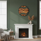 Rustic Olive Wood & Metal Wall Clock – Handmade Home Décor, Unique Housewarming Gift