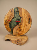 Handmade Olive Wood Epoxy Resin Desk Clock, Rustic Roman Numeral Timepiece