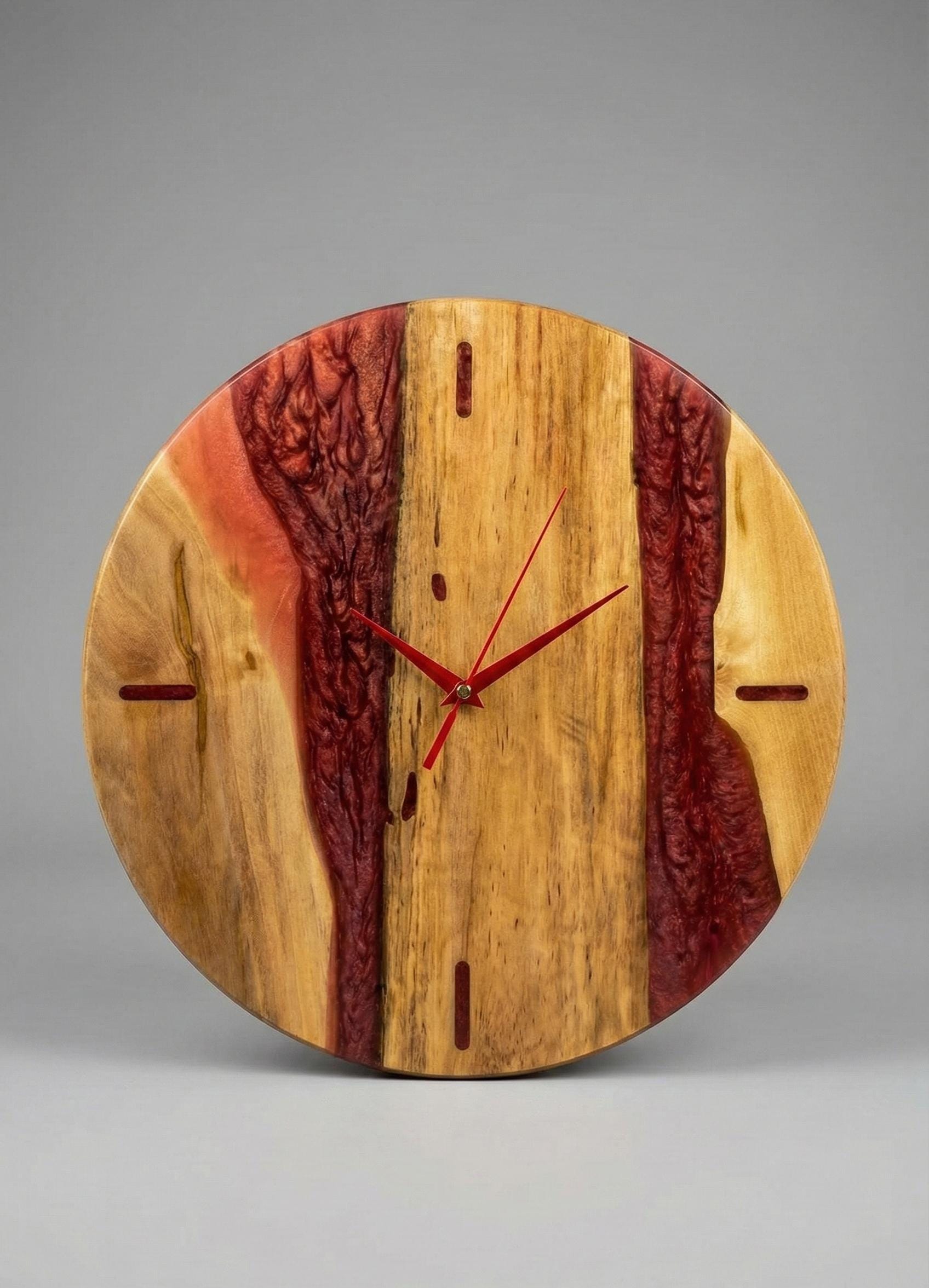 Handmade Walnut Wood Wall Clock – Rustic Modern Home Decor