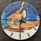 Custom Resin & Olive Wood Wall Clock, Made to Order Live Edge Epoxy Clock, Rustic Olive Wood Wall Art Gift