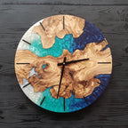 Custom Resin & Olive Wood Wall Clock, Made to Order Live Edge Epoxy Clock, Rustic Olive Wood Wall Art Gift