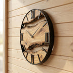Handmade Olive Wood Live Edge Wall Clock, Rustic Home Decor