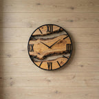 Handmade Olive Wood Live Edge Wall Clock, Rustic Home Decor