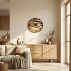 Handmade Olive Wood Wall Clock, Live Edge Rustic Modern Home Decor, Unique Natural Design