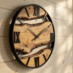 Handmade Olive Wood Live Edge Wall Clock, Rustic Home Decor