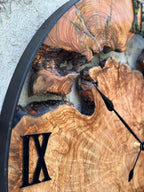 Live Edge Olive Wood Wall Clock: Rustic Handcrafted Silent Natural Grain Decor