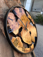 Handmade Olive Wood Wall Clock | Large Custom Live Edge Timepiece | Modern Farmhouse Decor