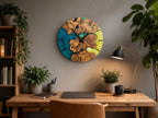 Handmade Olive Wood Epoxy Clock, Rustic Live Edge Wall Art, Silent Nature Inspired Decor