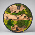 Moss Wall Clock | Olive Wood & Preserved Moss | Handmade Nature Decor | Rustic Boho Gift