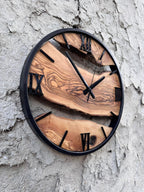 Handcrafted Olive Wood Wall Clock: Natural Grain, Silent Quartz Movement