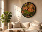Live Edge Olive Wood Clock with Preserved Moss | Rustic Botanical Wall Art