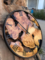 Handmade Olive Wood Wall Clock | Large Custom Live Edge Timepiece | Modern Farmhouse Decor