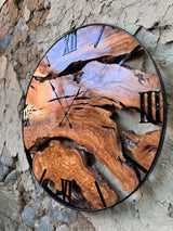 Macro texture shot of natural olive wood grain and live edge bark