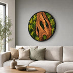 Olive Wood Moss Wall Art – Handmade Round Preserved Moss & Olive Wood Slice Decor | Living Wall Art