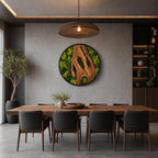 Olive Wood Moss Wall Art – Handmade Round Preserved Moss & Olive Wood Slice Decor | Living Wall Art