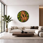 Olive Wood Moss Wall Art – Handmade Round Preserved Moss & Olive Wood Slice Decor | Living Wall Art
