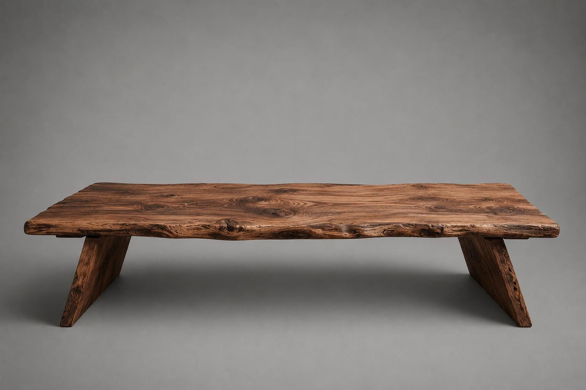 Cedar coffee table legs and base detail showing solid joinery