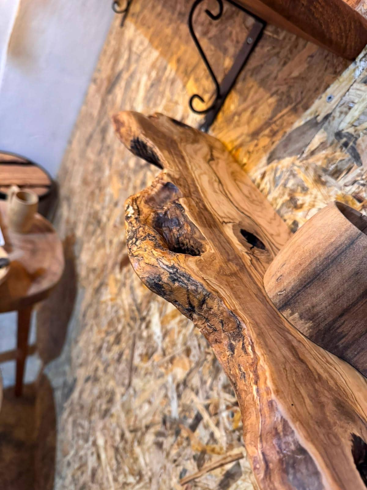 Olive wood grain close up