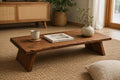 Solid cedar live edge coffee table with a natural slab top, rustic wabi sabi Japandi furniture