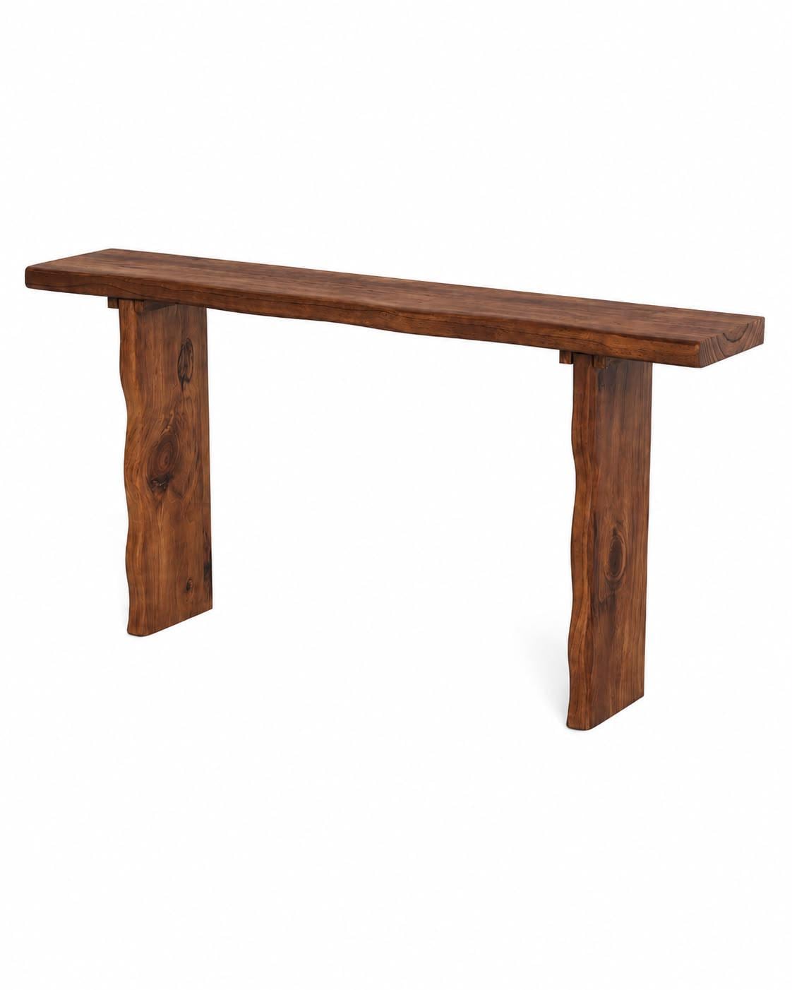 Narrow hallway console table against a white wall