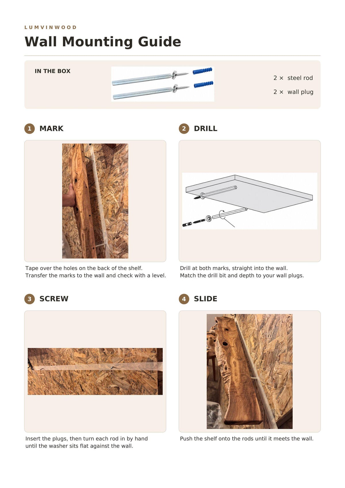 Installation and care guide for the cedar floating shelf