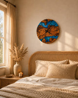 Ocean resin clock in a coastal living room
