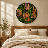Silent moss wall clock on a white wall in a minimalist bedroom