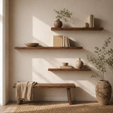 Close up of the cedar shelf edge and grain