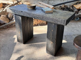 Alternate view of the narrow console table highlighting its natural grain and handmade form