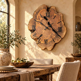 Size reference for the frameless olive wood wall clock
