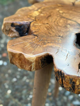 Tripod leg detail on the olive wood accent table