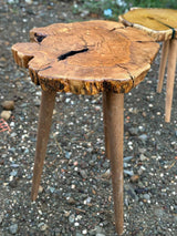 Close view of the resin-filled crack in the olive wood slab