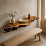 Olive wood floating shelf in a dining room - visualisation