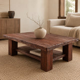 Rustic cedar coffee table in a living room - visualisation