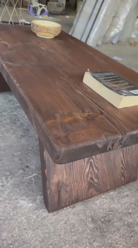 Cedar coffee table in the workshop